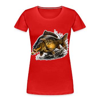 Mirror Carp Fishing Design - Women's Premium Organic T-Shirt - red - Front - Mia (176cm)