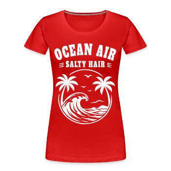 Ocean Air Salty Hair Sommer Strand Urlaub - Frauen Premium Bio T-Shirt - Rot - Vorne - Mia (176cm)