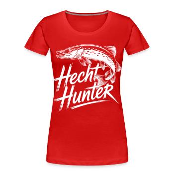 Hecht Angler - Frauen Premium Bio T-Shirt - Rot - Vorne - Mia (176cm)