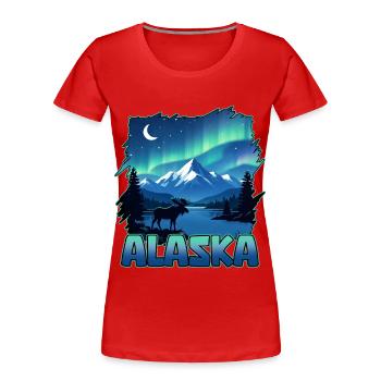 Alaska Lights Aurora Borealis Viewing Alaskan - Women's Premium Organic T-Shirt - red - Front - Mia (176cm)