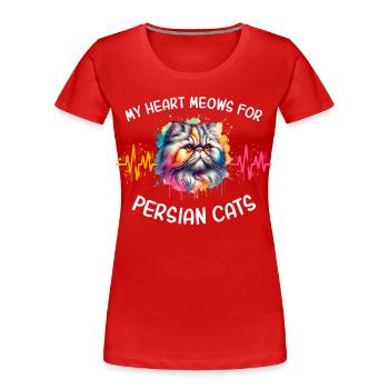Perserkatze Herzlinie - Frauen Premium Bio T-Shirt - Rot - Vorne - Mia (176cm)
