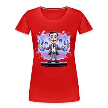 Showmagier im Anzug mit Energieshow - Frauen Premium Bio T-Shirt - Rot - Vorne - Mia (176cm)