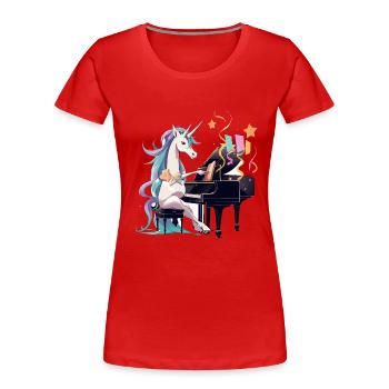Unicorn at the Piano ColorsSymphony - Women's Premium Organic T-Shirt - red - Front - Mia (176cm)