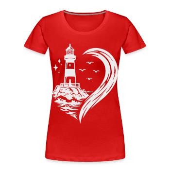 Herz Leuchtturm Meer Maritim Küste Urlaub - Frauen Premium Bio T-Shirt - Rot - Vorne - Mia (176cm)