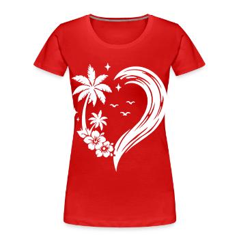 Herz Palme Blumen Ozean Welle - Frauen Premium Bio T-Shirt - Rot - Vorne - Mia (176cm)