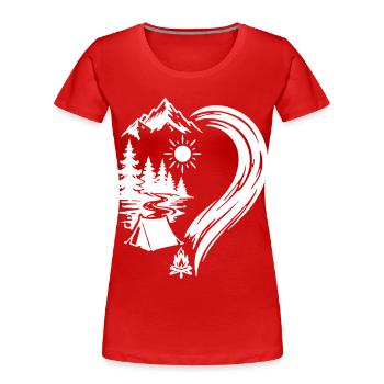 Heart Mountains Camping Nature Adventure - Women's Premium Organic T-Shirt - red - Front - Mia (176cm)