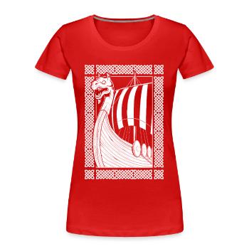 Drachenboot der Nordmänner - Wikinger - Frauen Premium Bio T-Shirt - Rot - Vorne - Mia (176cm)