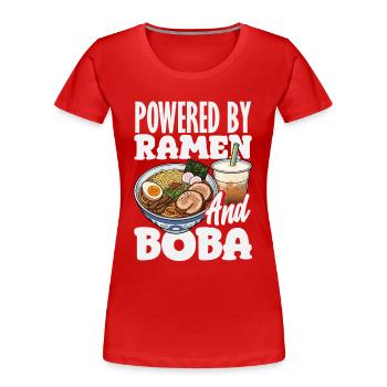 Powered by Ramen and Boba Bubble Tea - Women's Premium Organic T-Shirt - red - Front - Mia (176cm)