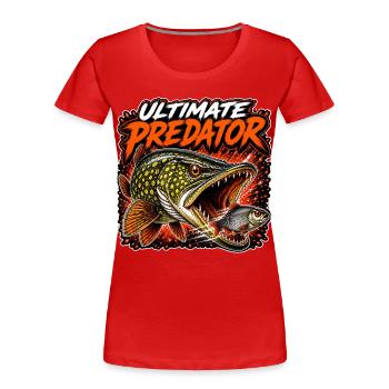 Ultimate Predator Pike Fishing - Women's Premium Organic T-Shirt - red - Front - Mia (176cm)