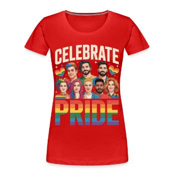 Célébrez la Fierté Arc-en-ciel LGBTQ - T-shirt bio Premium Femme - rouge - Devant - Mia (176cm)