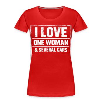 T-Shirt Humour Voiture Garage Vintage Texte Noir - T-shirt bio Premium Femme - rouge - Devant - Mia (176cm)