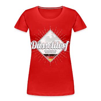 Düsseldorf Stadt Deutschland Nordrhein-Westfalen - Frauen Premium Bio T-Shirt - Rot - Vorne - Mia (176cm)