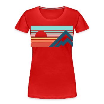 Mountains Sun Abstract - Frauen Premium Bio T-Shirt - Rot - Vorne - Mia (176cm)