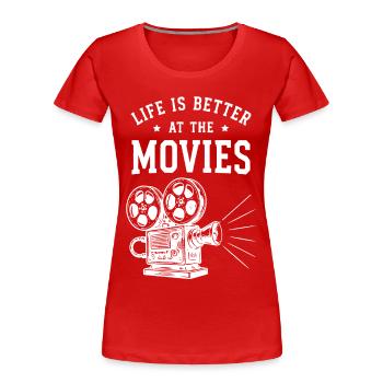 Life is better at the movies Kino Film Retro - Frauen Premium Bio T-Shirt - Rot - Vorne - Mia (176cm)