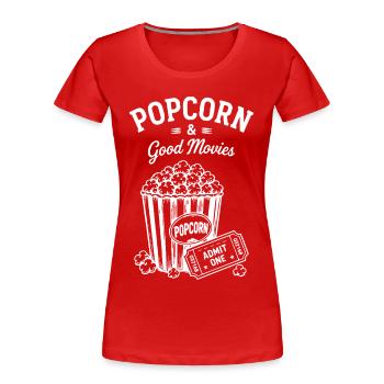 Billet de cinéma Popcorn et Good Movies - T-shirt bio Premium Femme - rouge - Devant - Mia (176cm)