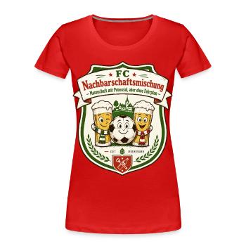 FC Nachbarschaftsmischung - Frauen Premium Bio T-Shirt - Rot - Vorne - Mia (176cm)