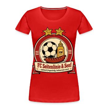 FC Seitenlinie & Senf - Frauen Premium Bio T-Shirt - Rot - Vorne - Mia (176cm)