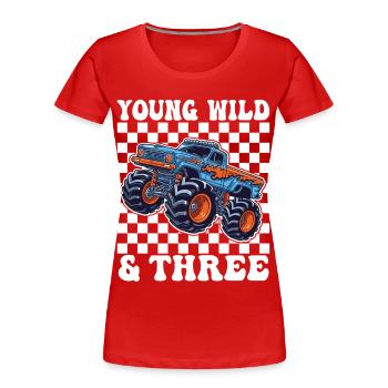 Young Wild & Three Monster Truck - Women's Premium Organic T-Shirt - red - Front - Mia (176cm)