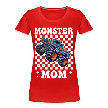 Monster Truck Mom in Checkered Style - Women's Premium Organic T-Shirt - red - Front - Mia (176cm)