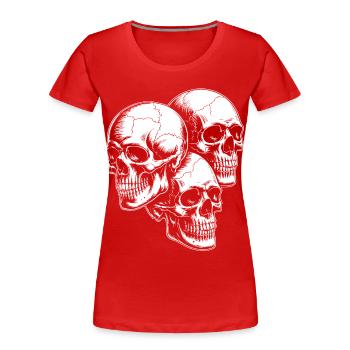 Skull Trio - Frauen Premium Bio T-Shirt - Rot - Vorne - Mia (176cm)