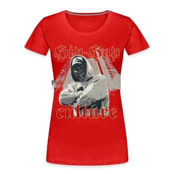 Kultur: HipHop-Graffiti-Anonymes Gesicht - Frauen Premium Bio T-Shirt - Rot - Vorne - Mia (176cm)