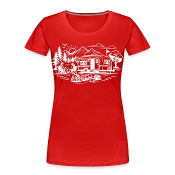 Camping Trailer Landscape - Women's Premium Organic T-Shirt - red - Front - Mia (176cm)