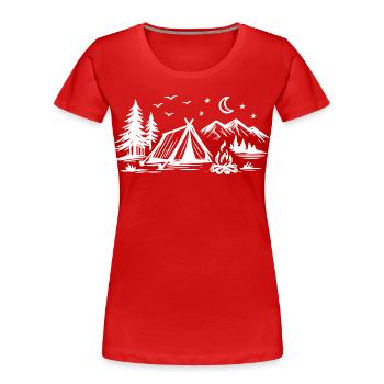 Camping Tent - Women's Premium Organic T-Shirt - red - Front - Mia (176cm)