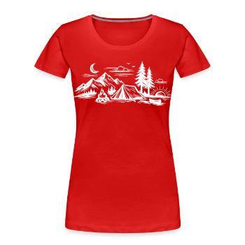 Camping Zelt - Frauen Premium Bio T-Shirt - Rot - Vorne - Mia (176cm)