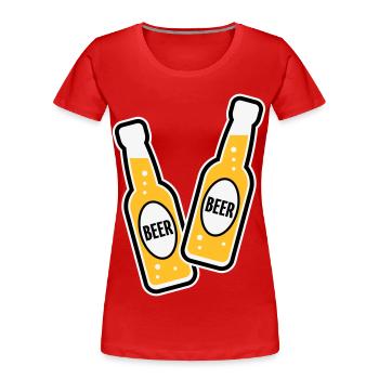2 Grillage des bouteilles de bière (Beery / POS 3C) - T-shirt bio Premium Femme - rouge - Devant - Mia (176cm)