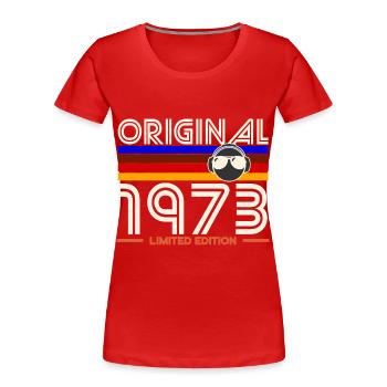 Original 1973 Limited Edition Logo - Women's Premium Organic T-Shirt - red - Front - Mia (176cm)