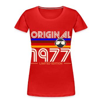 Original 1977 Limited Edition Vintage - T-shirt bio Premium Femme - rouge - Devant - Mia (176cm)