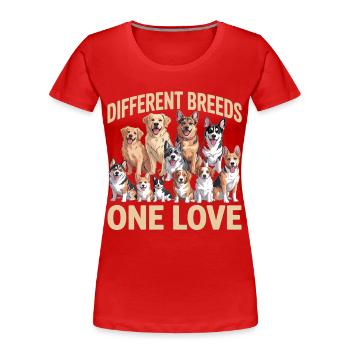Different Dog Breeds One Love Dogs - Women's Premium Organic T-Shirt - red - Front - Mia (176cm)