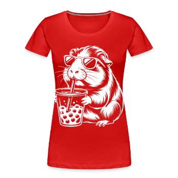 Guinea pig with sunglasses - Women's Premium Organic T-Shirt - red - Front - Mia (176cm)