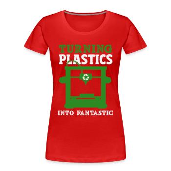 Plastik In Fantastisch Verwandeln 3D Drucker - Frauen Premium Bio T-Shirt - Rot - Vorne - Mia (176cm)