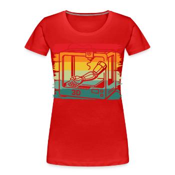 Retro Vintage 3D Drucker Roboterarm Maker - Frauen Premium Bio T-Shirt - Rot - Vorne - Mia (176cm)