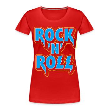 Rock 'n' Roll typografisches 3D-Logo - Frauen Premium Bio T-Shirt - Rot - Vorne - Mia (176cm)
