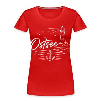 Ostsee - Frauen Premium Bio T-Shirt - Rot - Vorne - Mia (176cm)