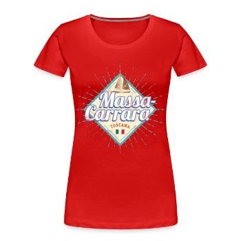 Massa-Carrara Toskana in Italien mit Schiff Design - Frauen Premium Bio T-Shirt - Rot - Vorne - Mia (176cm)