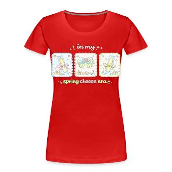 In My Spring Cheese Era Kawaii Pastel Coquette - Women's Premium Organic T-Shirt - red - Front - Mia (176cm)