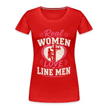 Proud Wife By A Lineman Cable - Women's Premium Organic T-Shirt - red - Front - Mia (176cm)