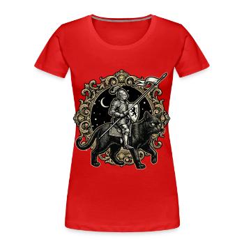 Cat Knight Ren Faire Medieval - Women's Premium Organic T-Shirt - red - Front - Mia (176cm)