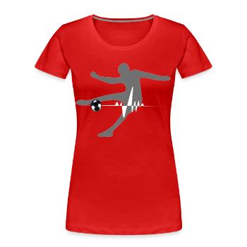 Kicker Herzschlag Fußball Pulsschlag - Frauen Premium Bio T-Shirt - Rot - Vorne - Mia (176cm)