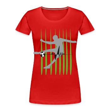 Kicker Herzschlag Fußball Pulsschlag - Frauen Premium Bio T-Shirt - Rot - Vorne - Mia (176cm)