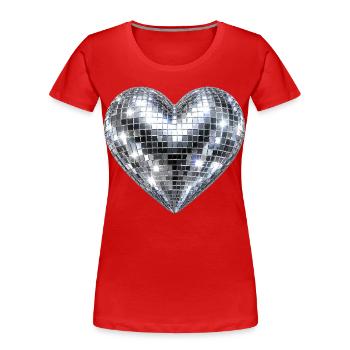 Herz Disco Glitzer - Frauen Premium Bio T-Shirt - Rot - Vorne - Mia (176cm)