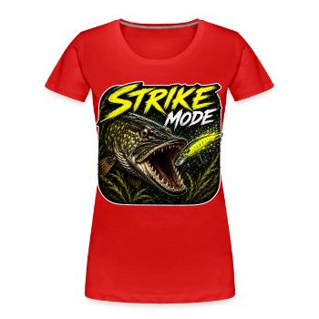 Strike Mode Pike Fishing Design - Women's Premium Organic T-Shirt - red - Front - Mia (176cm)