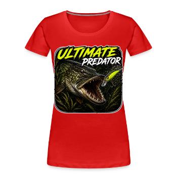 Ultimate Predator Pike Fishing Design - Women's Premium Organic T-Shirt - red - Front - Mia (176cm)