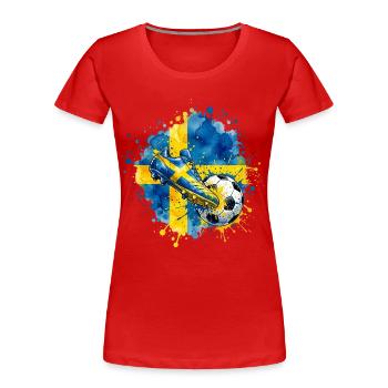 Football - Team Sweden - Women's Premium Organic T-Shirt - red - Front - Mia (176cm)