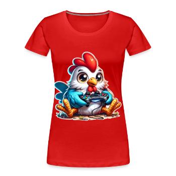 Chicken Gaming Gamer - Frauen Premium Bio T-Shirt - Rot - Vorne - Mia (176cm)