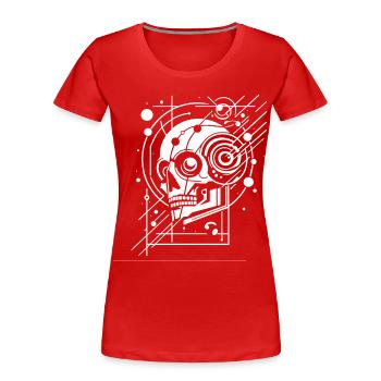 Crâne cybernetique geometrie - T-shirt bio Premium Femme - rouge - Devant - Mia (176cm)