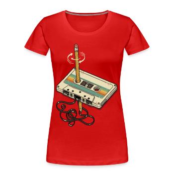 Cassette 90s Outfit 80s Party 90s Theme - Women's Premium Organic T-Shirt - red - Front - Mia (176cm)